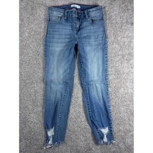 Cello Denim Jeans Womens‎ Size 5 Blue Distressed Frayed Hem Skinny Casual